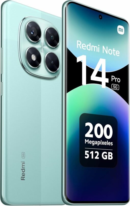 Smartphone Xiaomi Redmi Note 14 5G NFC Verde Coral com 8GB de RAM e 256GB de Armazenamento