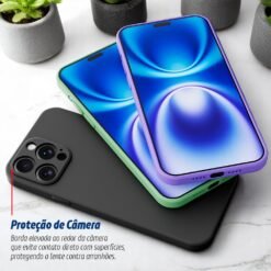 Imagem de Capinha Premium de Silicone Veludo para iPhone 16 Pro Max [2ASHOP] (Azul Marinho) - fragrância árabe